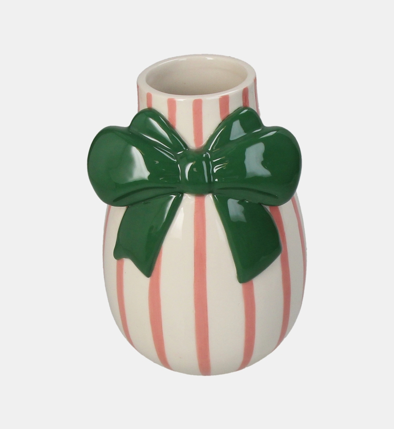 Bow Striped Stoneware Vase