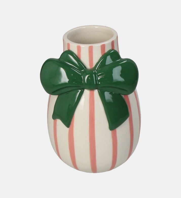Bow Striped Stoneware Vase