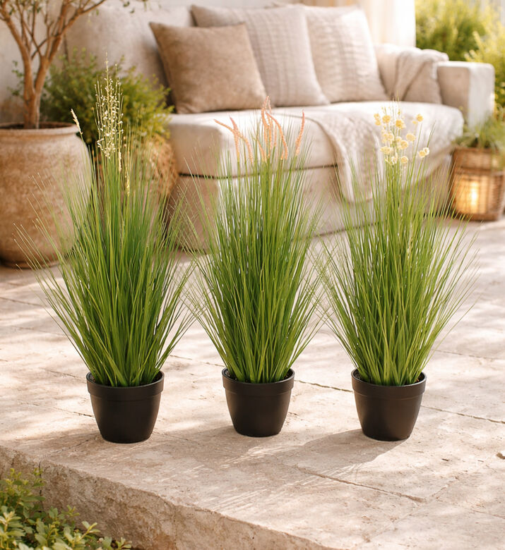 Decostar Poaceae Small Faux Pot Plant, Green, L, Packshot View