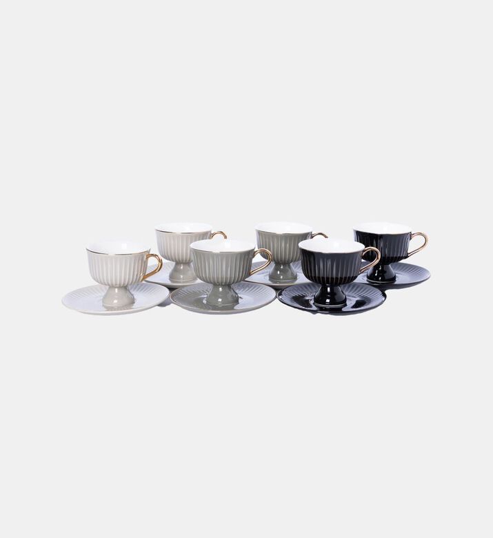 Home Deco and More French 6-piece Coffee Cup Saucer Set, Packshot View