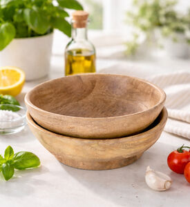 Home Deco and More Mango Wood 2-piece Bowl Set, Packshot View