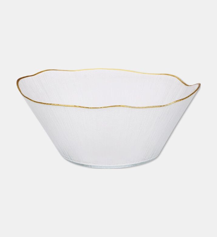 Home Deco and More Extra Large Rippled Gold Rim Bowl, Packshot View