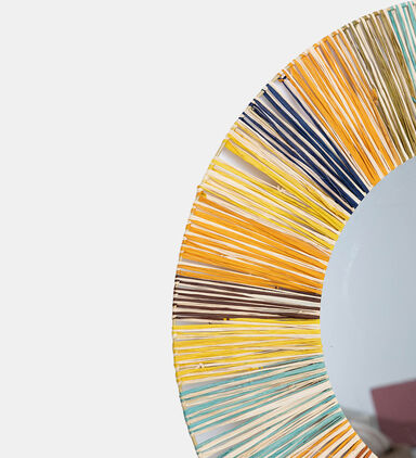 Colorful Straw Grass Round Mirror