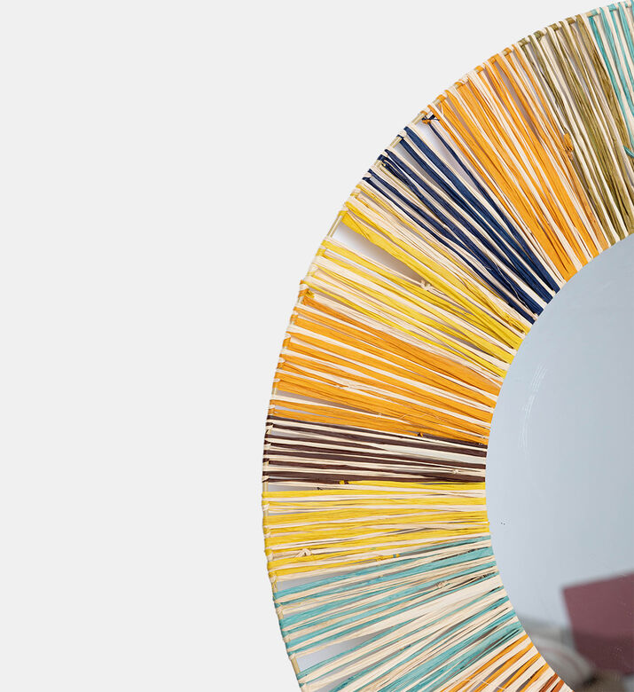 Colorful Straw Grass Round Mirror