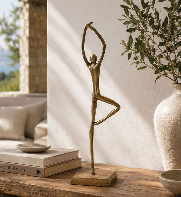 Home Deco and More Golden-finish Yoga Statue, Gold, Packshot View