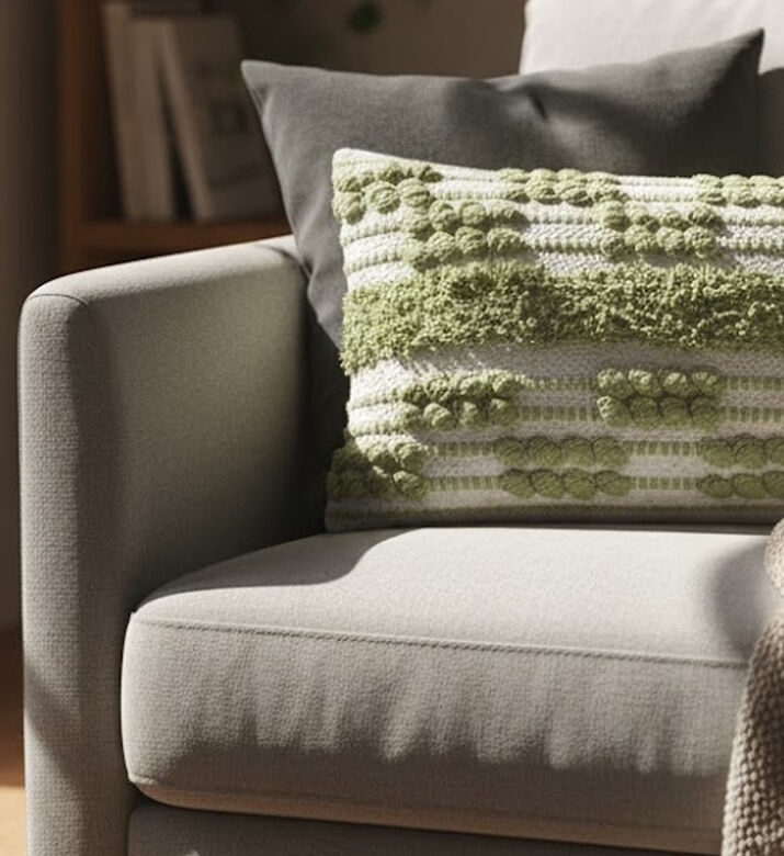 Home and Styling Tetra Cotton Vaccumed Cushion, Green, Packshot View