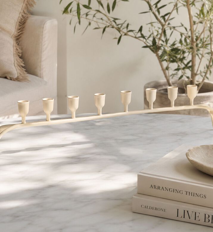 Light and Living Calzada Multi-candle Holder, White, 80.5x16x14.5-cm, Packshot View