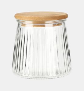 Bamboo Lid Glass Ribbed Jar