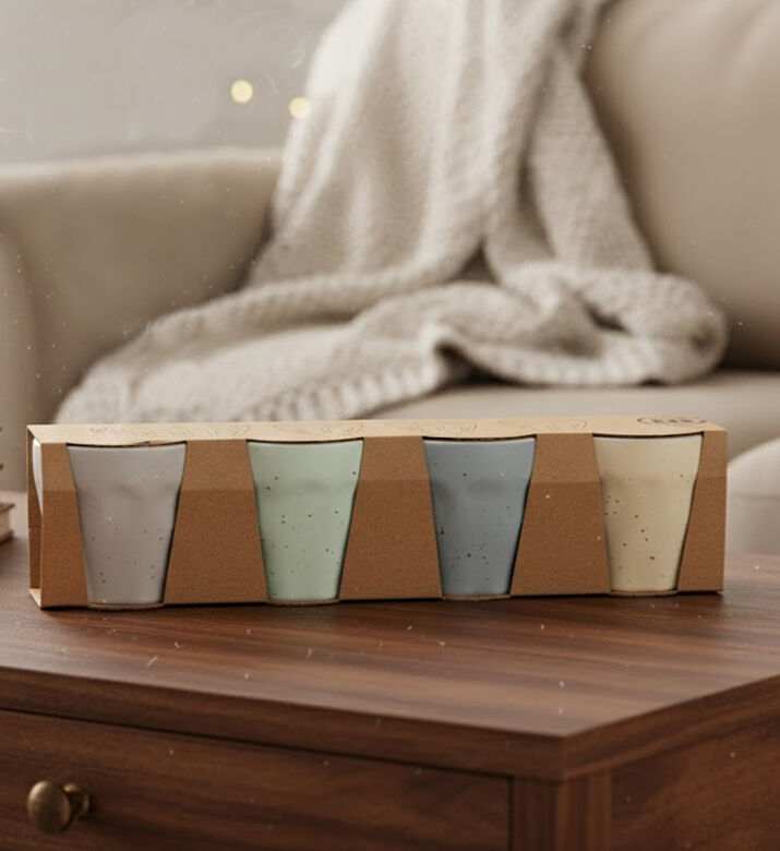 Excellent Houseware Porcelain 4-piece Mug Set, 90-ml, Packshot View