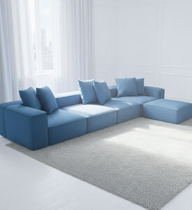 Home Deco and More Fillmore Velvet Corner Sofa, Blue, Packshot View