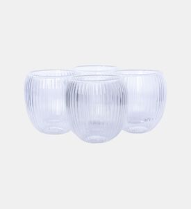 Double Wall Stripe Clear Glass Mug 4-piece Set - 120ml