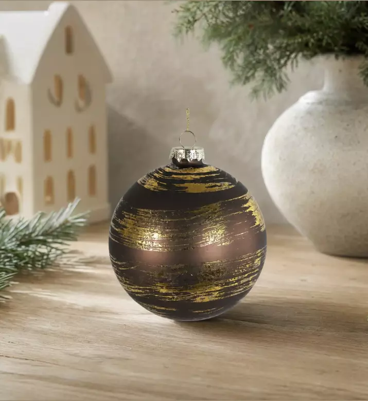 Decostar Marita Round Bauble Small, Dark-brown, 12-cm, Model View
