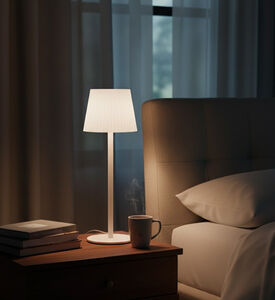 Home Deco and More Built-in Battery Table Lamp, White, 27-cm, Packshot View