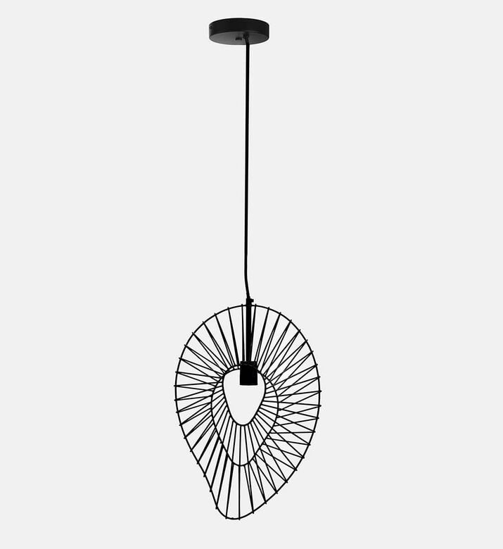 Home Deco and More Morjim Iron Pendant Lamp, Black, 16x37x55-cm, Packshot View