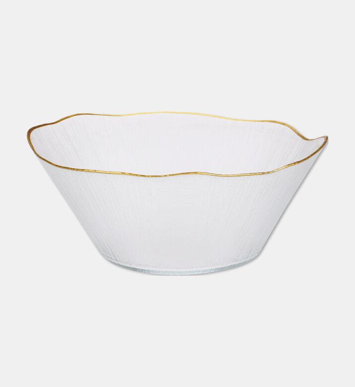 Home Deco and More Extra Large Rippled Gold Rim Bowl, Packshot View