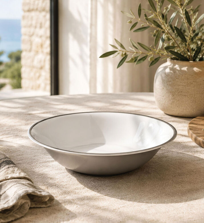 Home Deco and More Silver-rimmed Porcelain Salad Bowl - 26 Cm, Packshot View