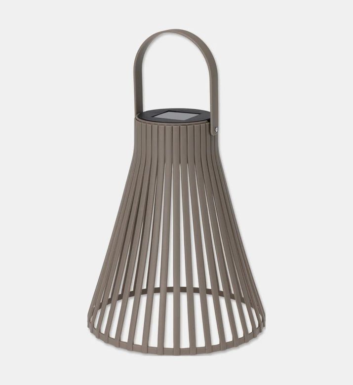 Home Deco and More Slatted Body Solar Led Lantern, Brown, 24-cm, Packshot View