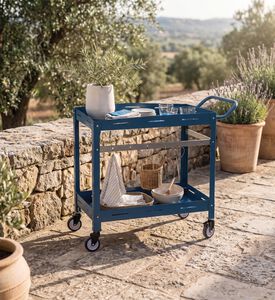 Home Deco and More Zuing Side Handle Outdoor Trolley, Navy, Packshot View
