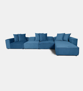 Home Deco and More Fillmore Velvet Corner Sofa, Blue, Packshot View