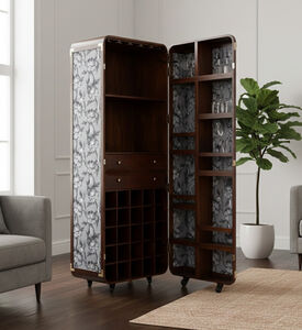 Home Deco and More Arch Mango Wood Bar Cabinet, Packshot View