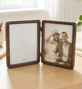 Home Deco and More Mango Wood 2 Photo Foldable Frame, Packshot View