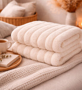 Home Deco and More Plaid Woven Throw Blanket, Beige, Packshot View