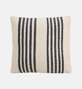 H and S Collection Mill-dyed Cotton Stripped Cushion, Packshot View