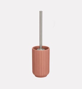 Home Deco and More Stoneware Ribbed Toilet Brush Holder, Pink, Packshot View