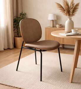Home Deco and More Sahara Leather Dining Chair, Beige, Packshot View