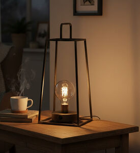Light and Living Fauve Lantern Table Lamp, 17x17x37-cm, Brown, Packshot View