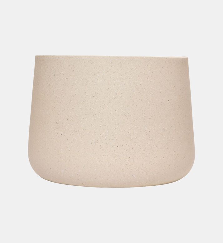 Home Deco and More Fiber Clay Round Planter, Beige, 34-cm, Packshot View