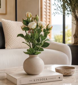 Decostar Rosa Shakira Faux Flower Bunch, White, Packshot View