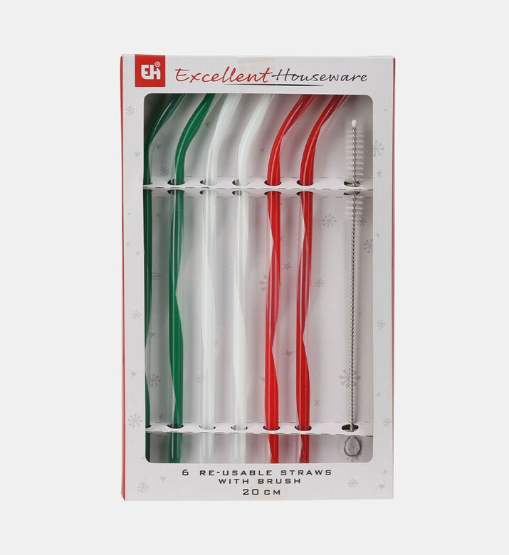 Excellent Houseware Plastic 7-piece Drinking Straws Set, Packshot View