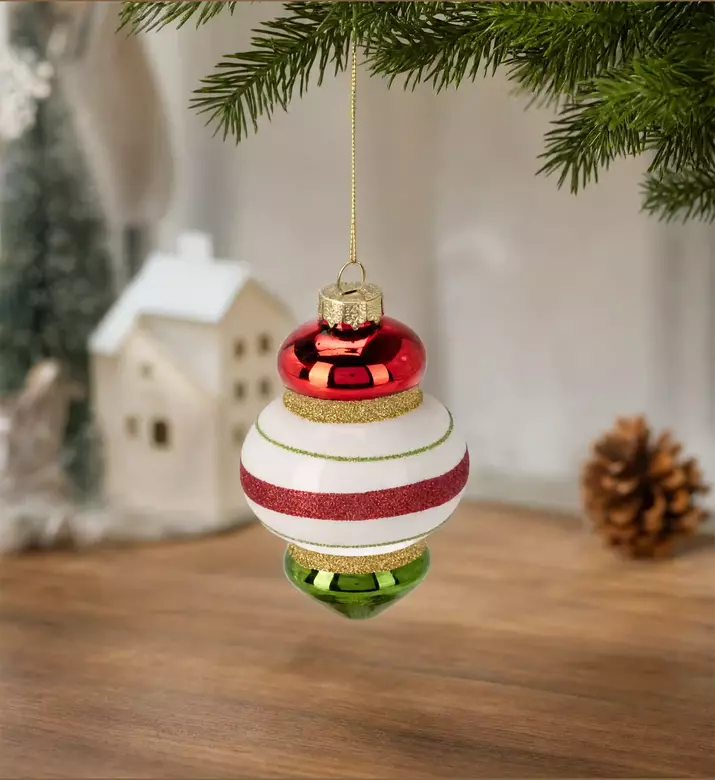 Home Deco and More Glass Festive Christmas Ornament, Model View