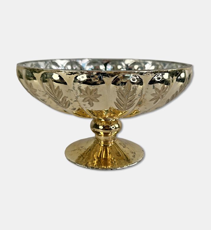 Shishi Bowl Glass On Stand, Gold, 10-cm, Packshot View