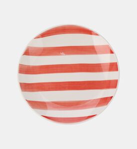 Siaki Stoneware Handpainted Stripes Plate, Orange, 27-cm, Packshot View