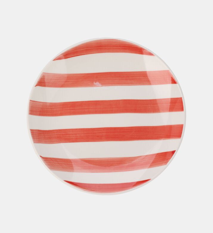 Siaki Stoneware Handpainted Stripes Plate, Orange, 27-cm, Packshot View