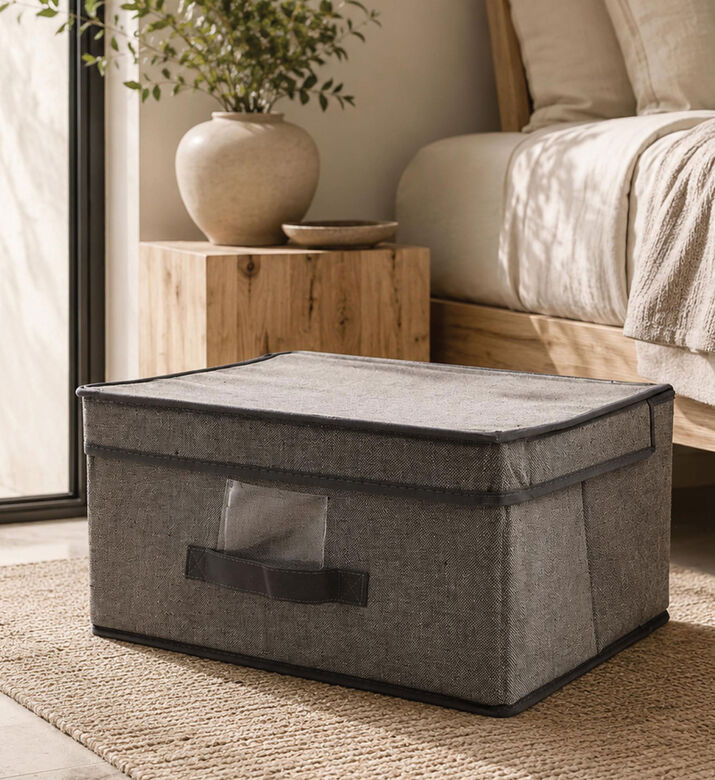 Home Deco and More Flip Lid Striped Storage Box, Packshot View