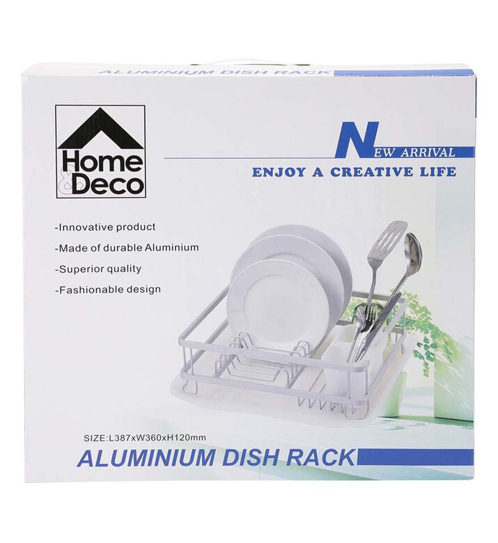 Single Rack Aluminum Dish Drainer - 36.7 X 36 X 12 Cm
