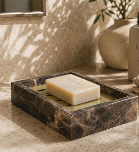 Home Deco and More Marble Rectangular Soap Dish, Packshot View
