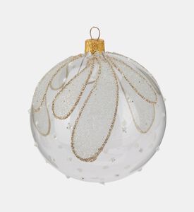 Home Deco and More Ball Xmas Glass, White, 10-cm, Packshot View