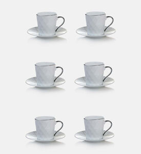 Home Deco and More Casa Coffee Cup 6-piece Set, Silver, Packshot View