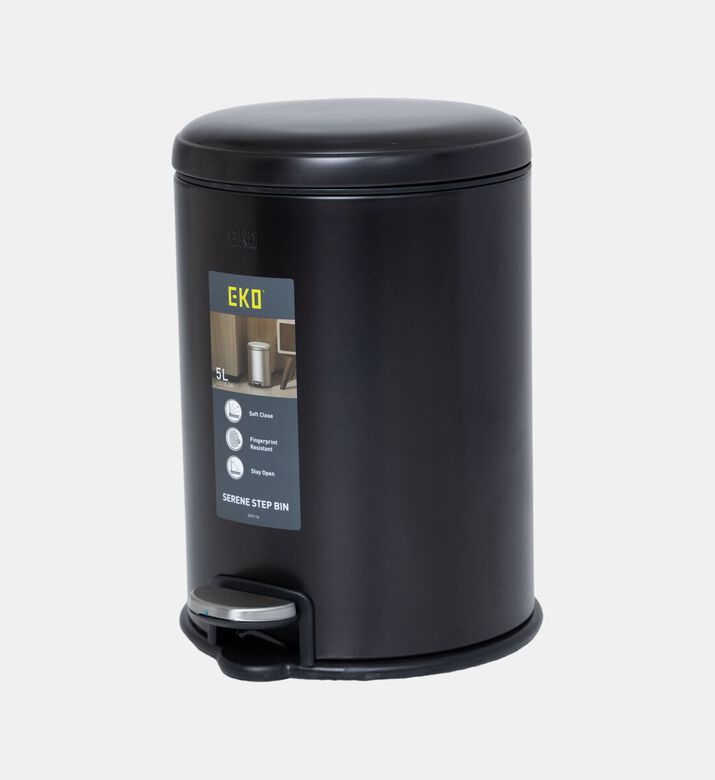 Eko Serene Stainless Steel Pedal Bin - 5 L, Black, 5-l, Packshot View