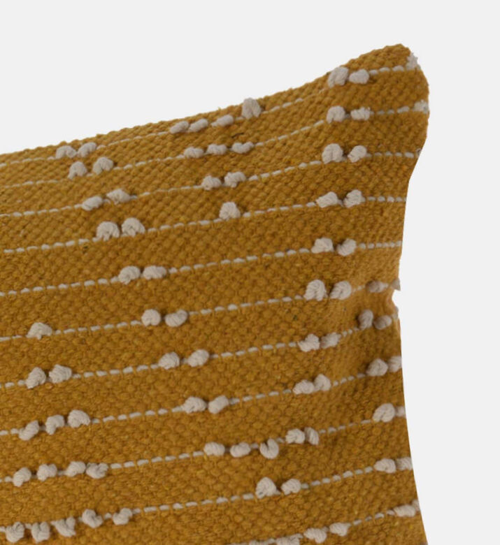 Home and Styling Cotton Embroidered Square Filled And Vaccumed Cushion, Yellow, 45x45-cm, Packshot View