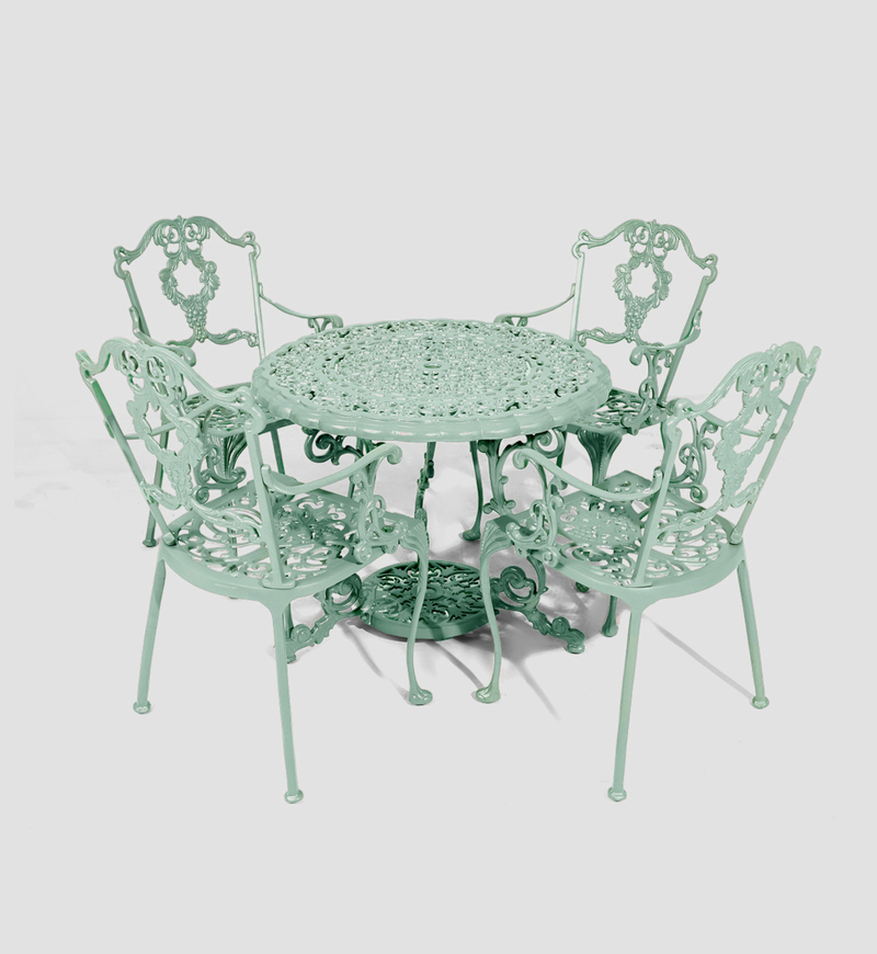 Grape Dining Table With 4 Chairs Green 90 X 70 Cm
