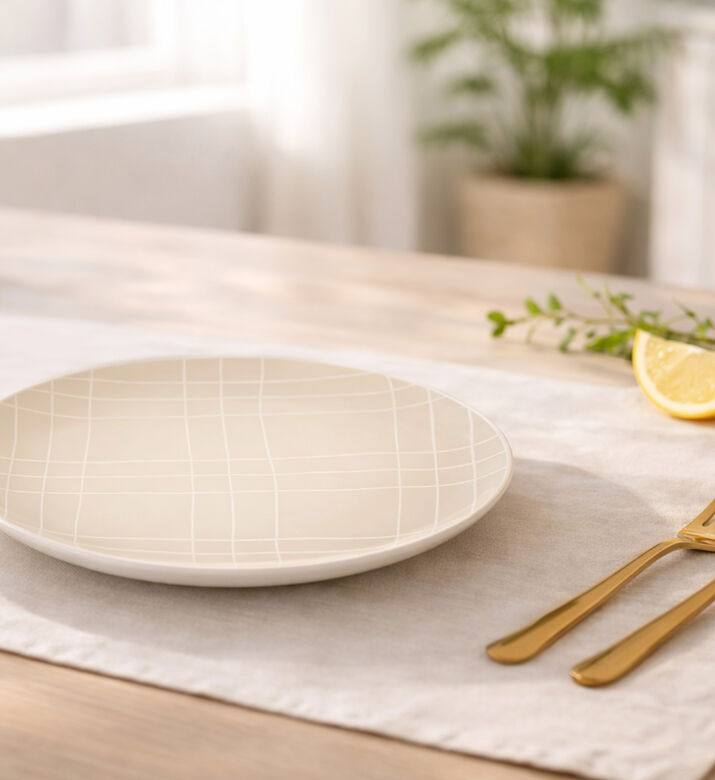 Home Deco and More Checkered Dinner Plate 4-piece Set, Packshot View