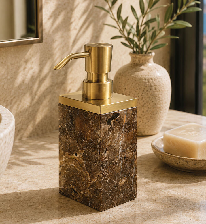 Home Deco and More Marble Rectangular Soap Dispenser, Packshot View