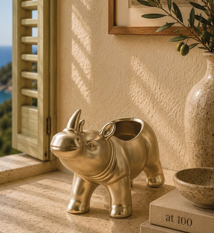 Kersten Stoneware Rhinoceros Large Planter 22.3x8x12.8 Cm, Packshot View