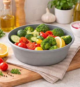 Home Deco and More Plastic Large Round Basin, Grey, 13-l, Packshot View