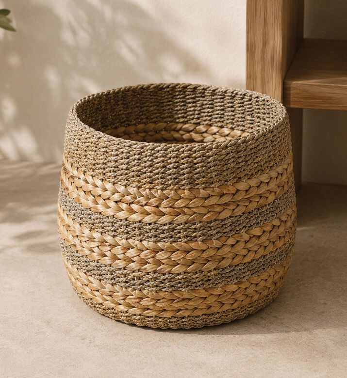 Home and Styling Seagrass Storage Basket, Brown, 28-cm, Packshot View